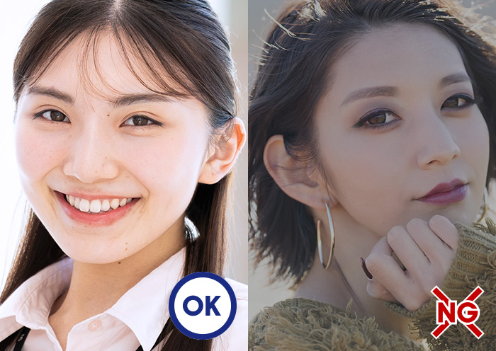 OKなメイク、NGなメイクのイメージ図