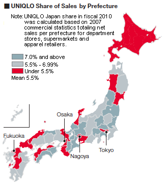 UNIQLO Share of Sales by Prefecture