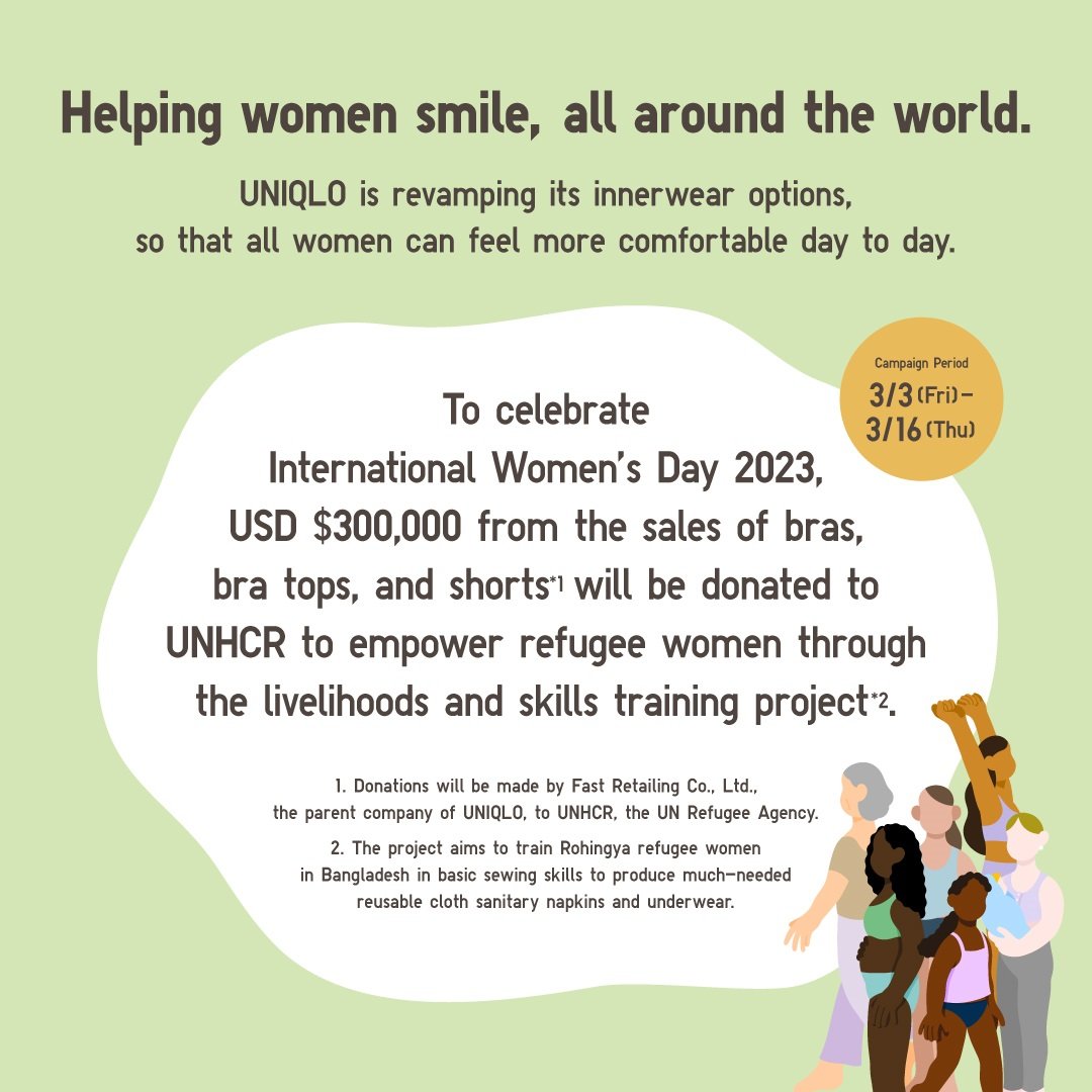Fast Retailing Donates US$300,000 to Support a Self-Reliance Project for  Refugee Women - Contribution in conjunction with International Women's Day  Helping women smile, all around the world.